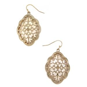 Filigree and Abalone Shell Drop Earrings